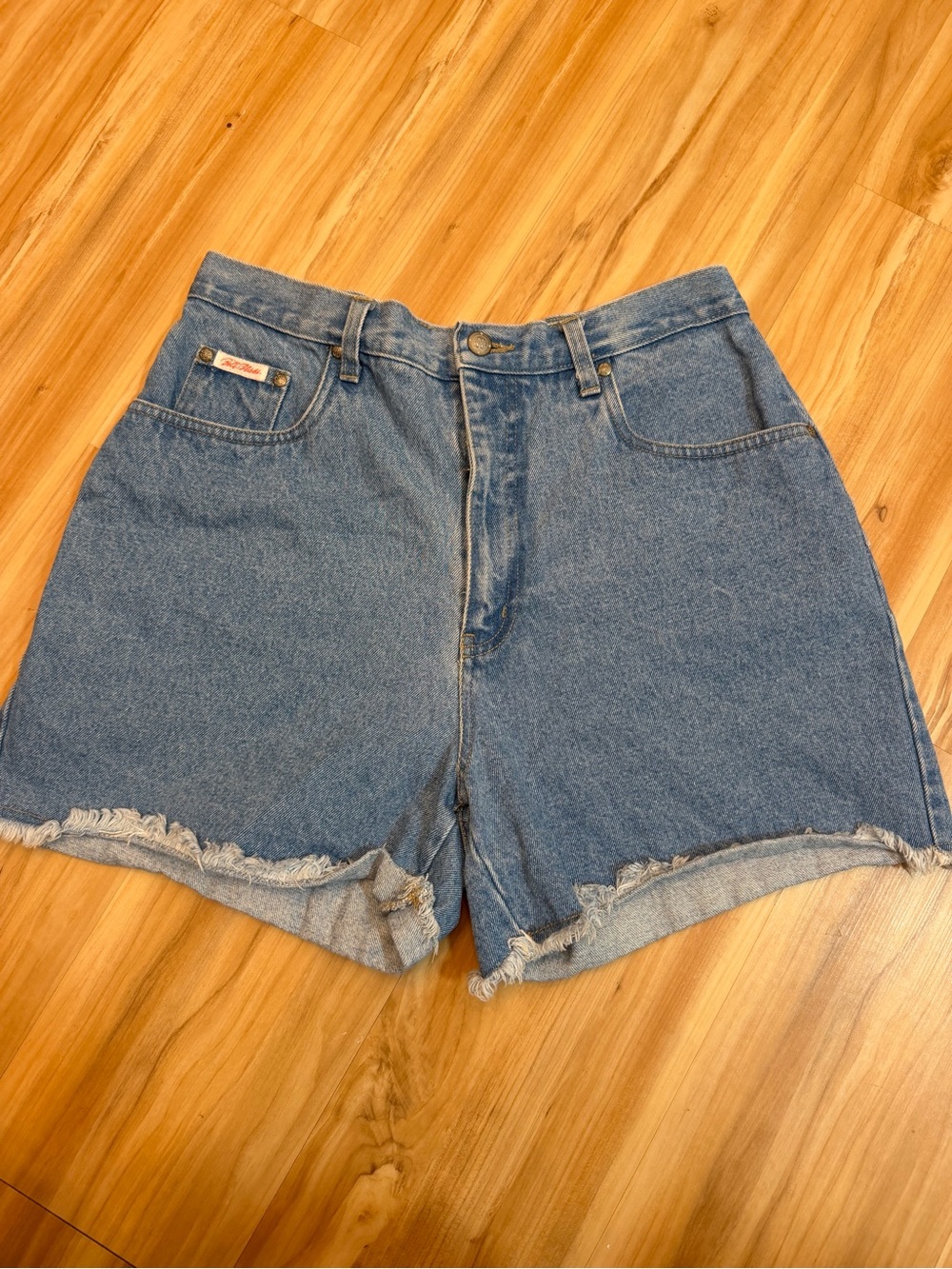 Vintage Mom Jeans Style Classic Blue Denim Cutoff Shorts